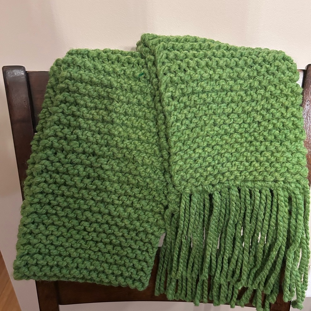 Handknit Grass Green Scarf